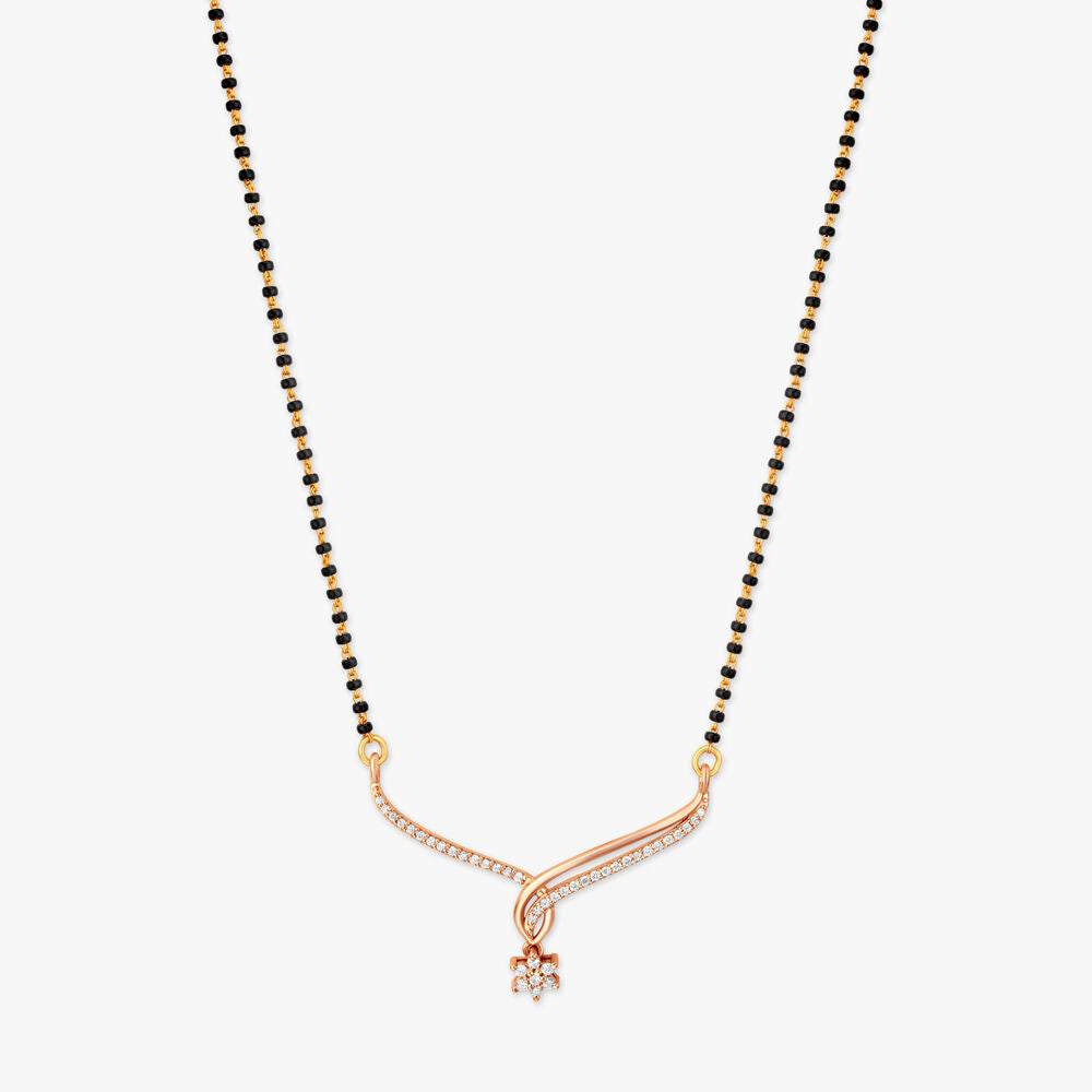 Stylish Floral Mangalsutra in 18K Yellow and Rose Gold, 0.238 ct
