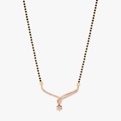 Stylish Floral Mangalsutra in 18K Yellow and Rose Gold, 0.238 ct