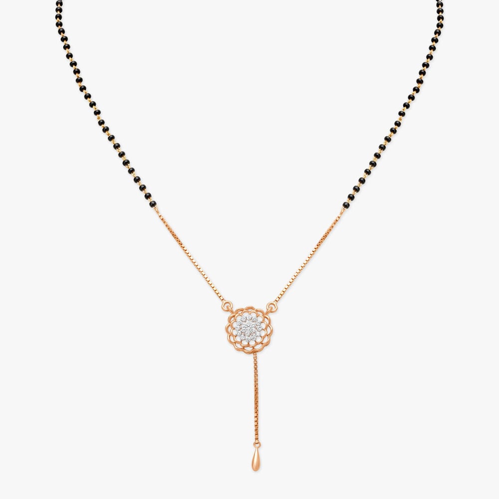 Pristine Floral Mangalsutra in 18K Yellow and Rose Gold, 0.229 ct