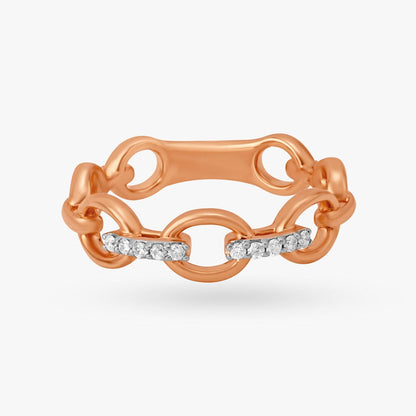 Modish Links Diamond Ring in 18K Rose Gold, 0.064 ct
