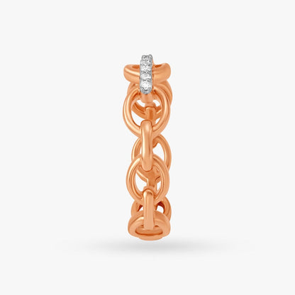 Modish Links Diamond Ring in 18K Rose Gold, 0.064 ct