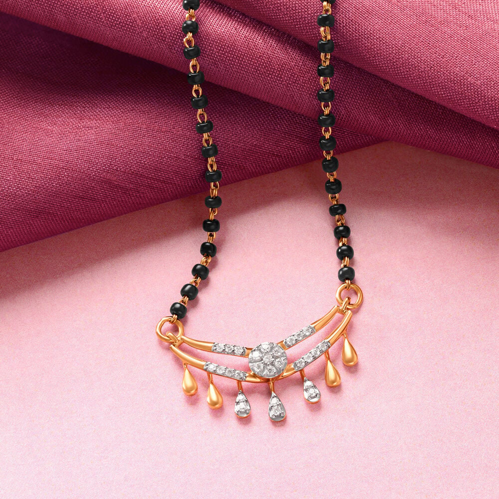 Evergreen Leafy Diamond Mangalsutra in 18K Yellow Gold, 0.143 ct