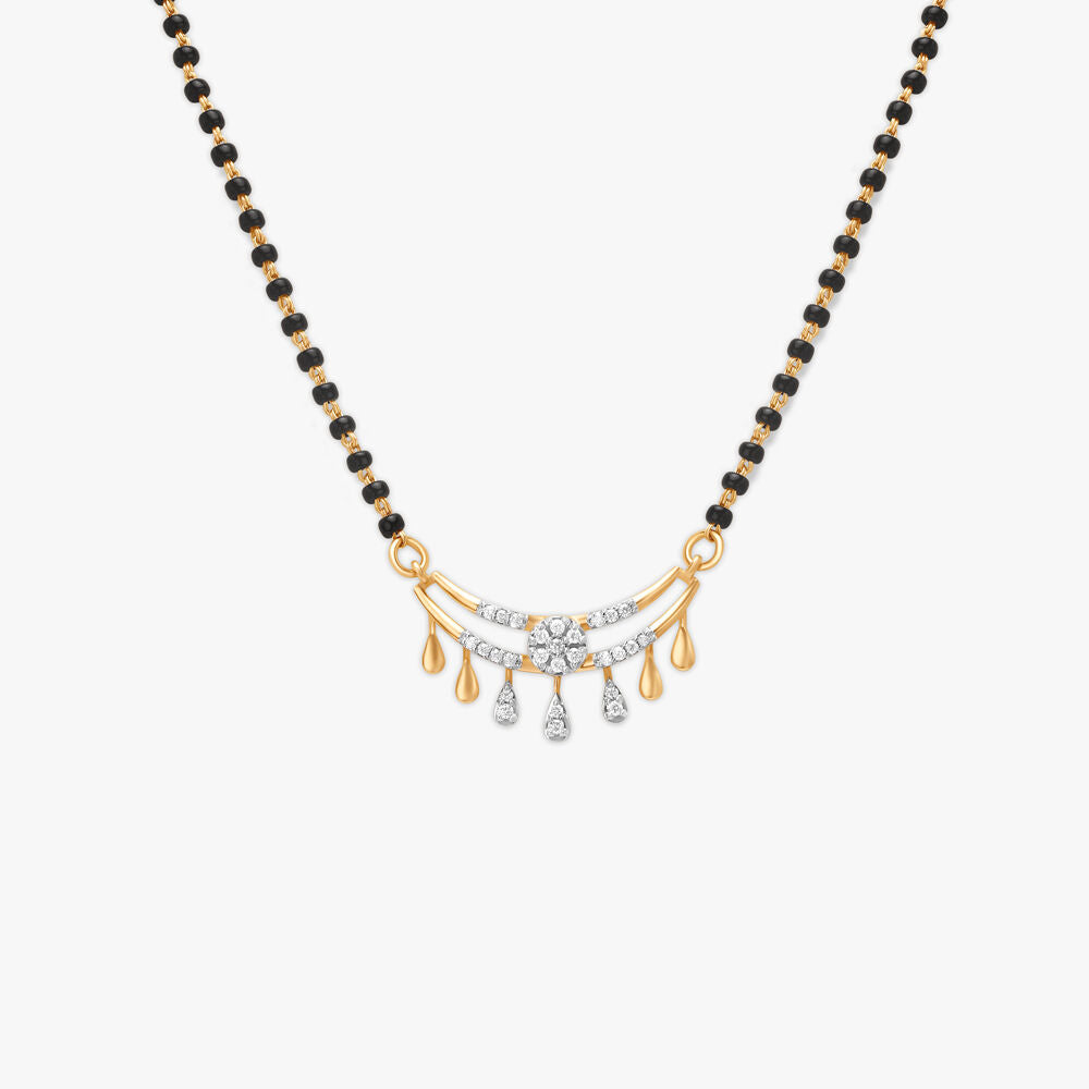 Evergreen Leafy Diamond Mangalsutra in 18K Yellow Gold, 0.143 ct