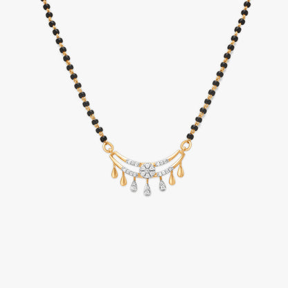 Evergreen Leafy Diamond Mangalsutra in 18K Yellow Gold, 0.143 ct