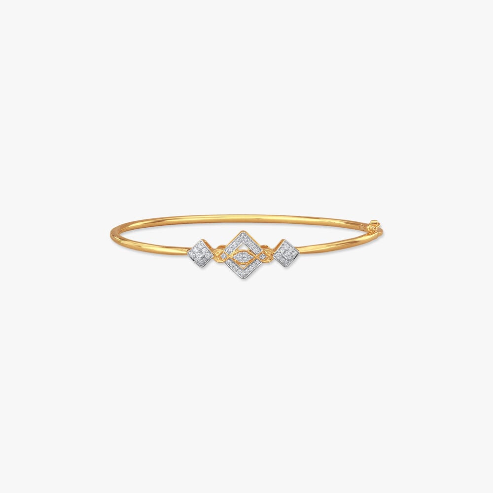 Linked Rhombus Diamond Bangle in 18K Yellow and White Gold, 0.241 ct