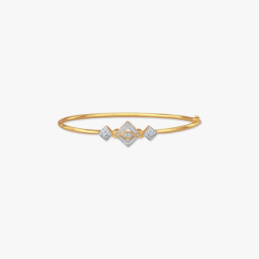 Linked Rhombus Diamond Bangle in 18K Yellow and White Gold, 0.241 ct