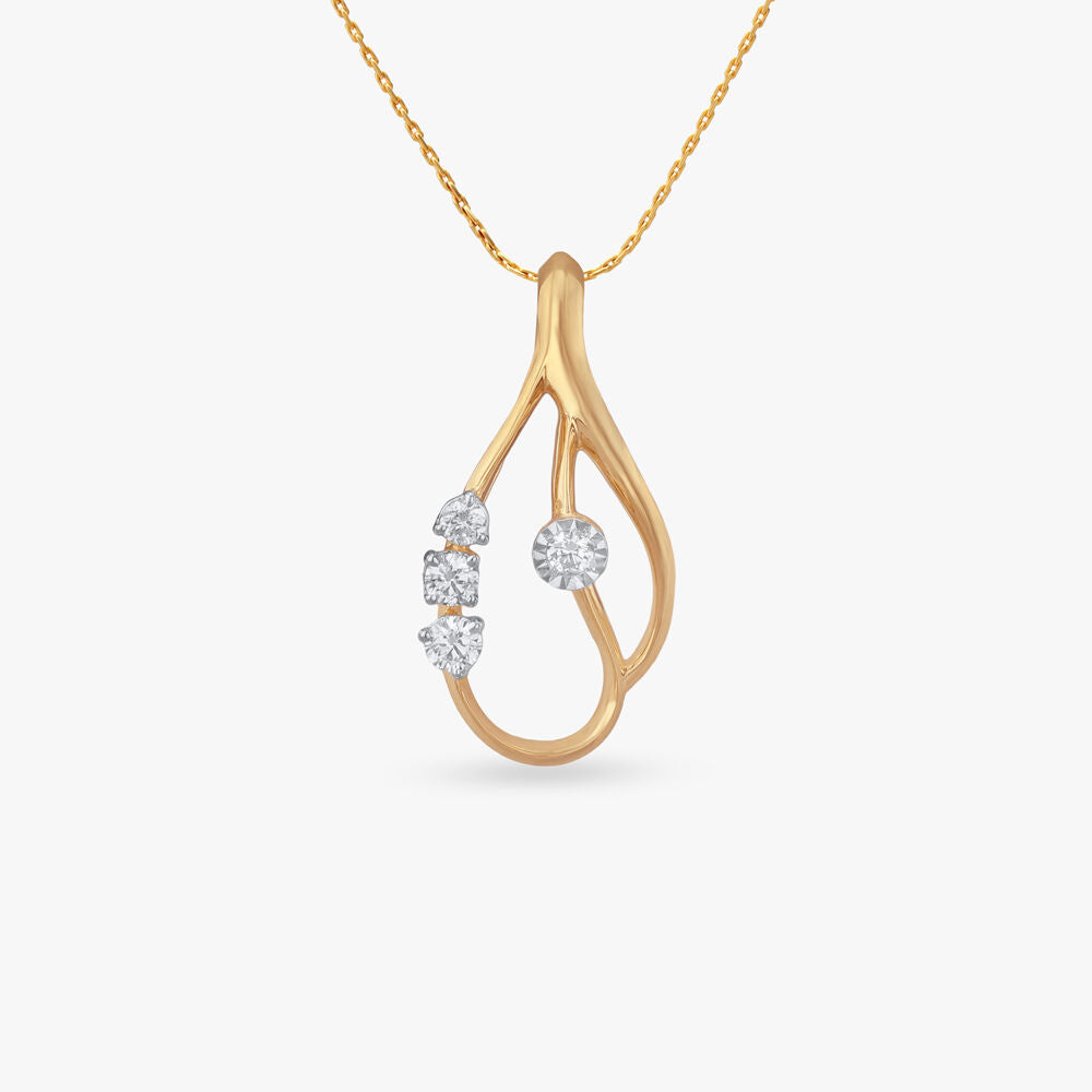 Whispering Waves Diamond Pendant in 18K Yellow and White Gold, 0.085 ct
