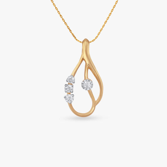 Whispering Waves Diamond Pendant in 18K Yellow and White Gold, 0.085 ct