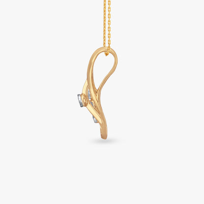 Whispering Waves Diamond Pendant in 18K Yellow and White Gold, 0.085 ct