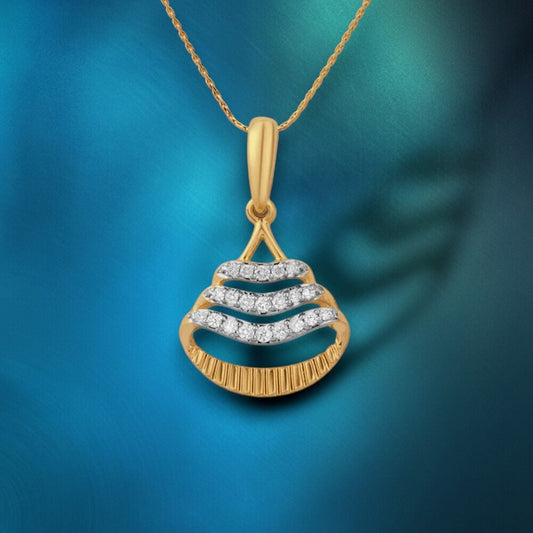 Lumen Tide Diamond Pendant in 18K Yellow Gold, 0.105 ct
