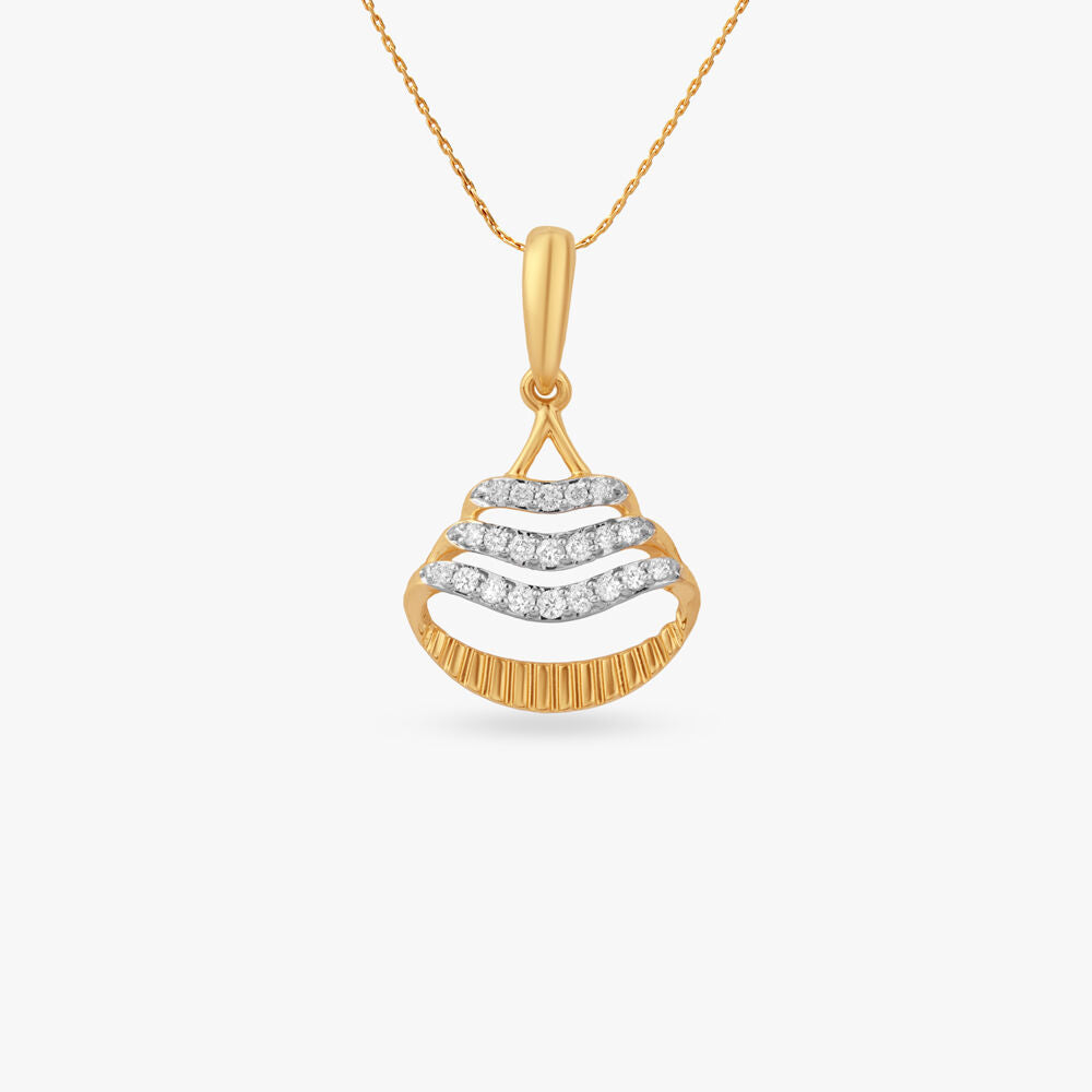 Lumen Tide Diamond Pendant in 18K Yellow Gold, 0.105 ct