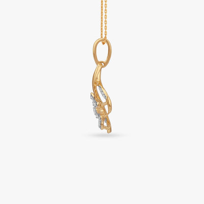 Flowing Petal Diamond Pendant in 18K Yellow Gold, 0.105 ct