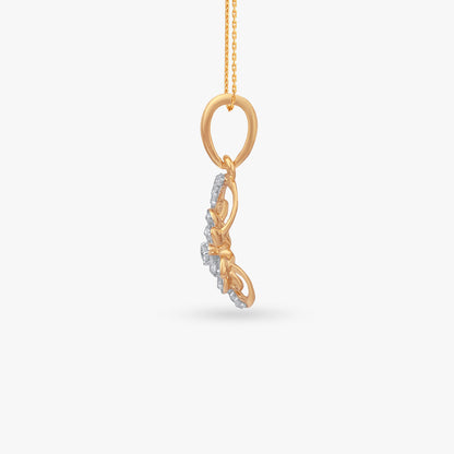 Swirl Bloom Diamond Pendant in 18K Yellow Gold, 0.136 ct