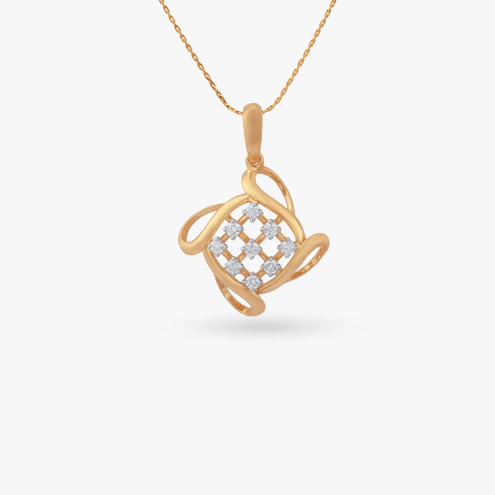 Orbit Weave Diamond Pendant in 18K Yellow Gold, 0.118 ct