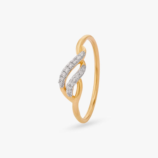 Twisted Wave Diamond Ring in 18K Yellow Gold, 0.06 ct