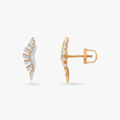 Sculpted Wing Diamond Stud Earrings in 18K Yellow Gold, 0.283 ct
