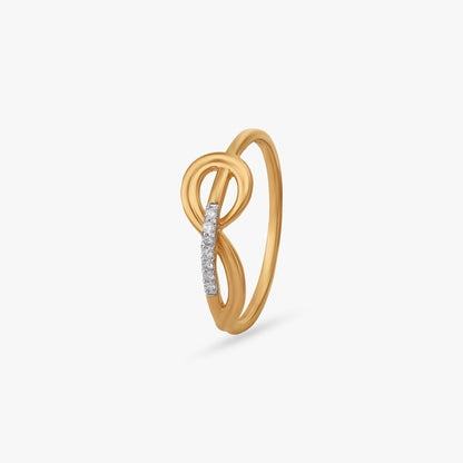 Interlaced Curve Diamond Ring in 18K Yellow Gold, 0.036 ct
