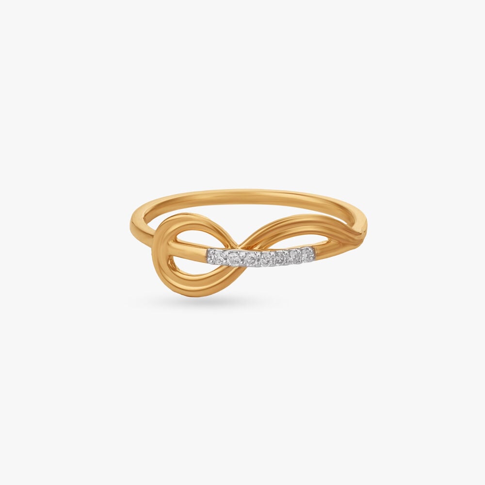 Interlaced Curve Diamond Ring in 18K Yellow Gold, 0.036 ct