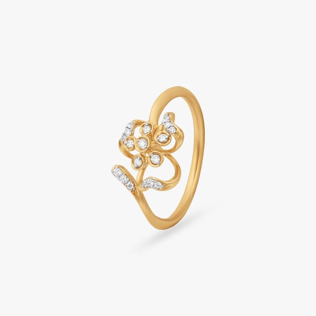 Floral Tail Diamond Ring