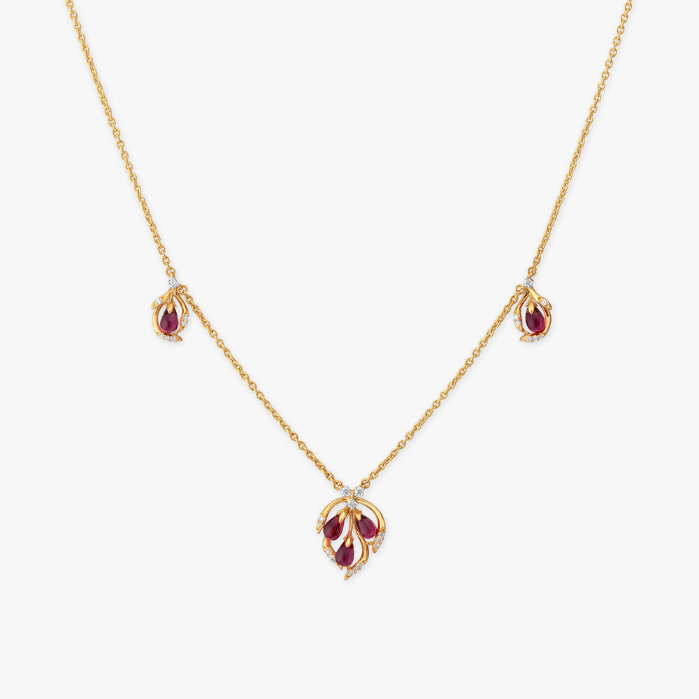Trio Blossom Diamond Necklace in 18K Yellow Gold, 0.17 ct