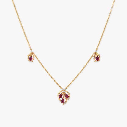 Trio Blossom Diamond Necklace in 18K Yellow Gold, 0.17 ct