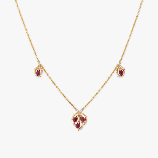Trio Blossom Diamond Necklace in 18K Yellow Gold, 0.17 ct