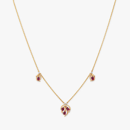 Trio Blossom Diamond Necklace in 18K Yellow Gold, 0.17 ct