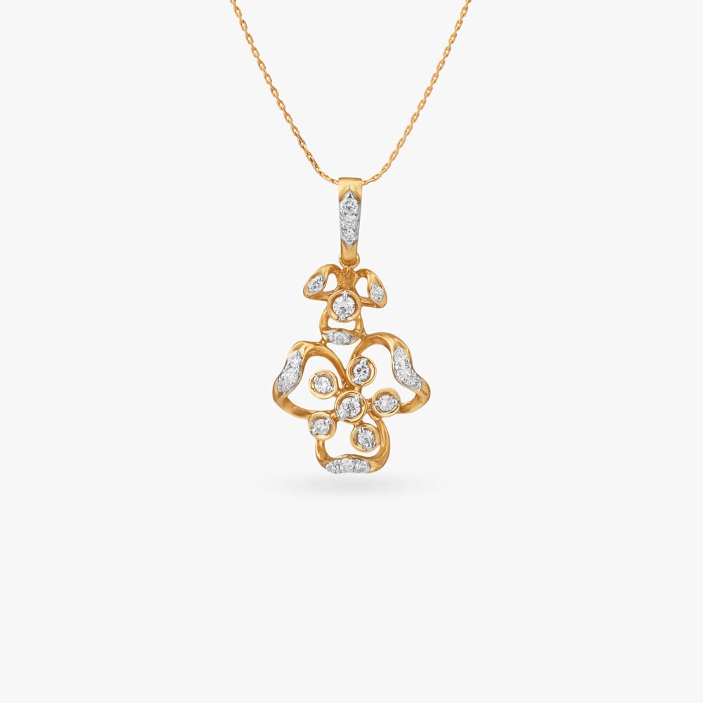 Dainty Bloom Diamond Pendant in 18K Yellow Gold, 0.115 ct