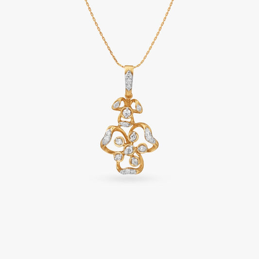 Dainty Bloom Diamond Pendant in 18K Yellow Gold, 0.115 ct