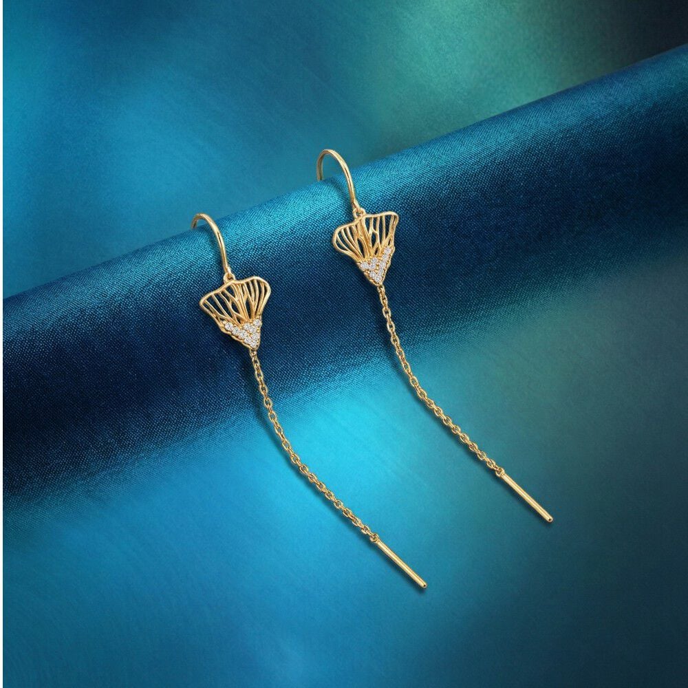 Sunbeam Cascade Diamond Drop Earrings in 18K Yellow Gold, 0.07 ct