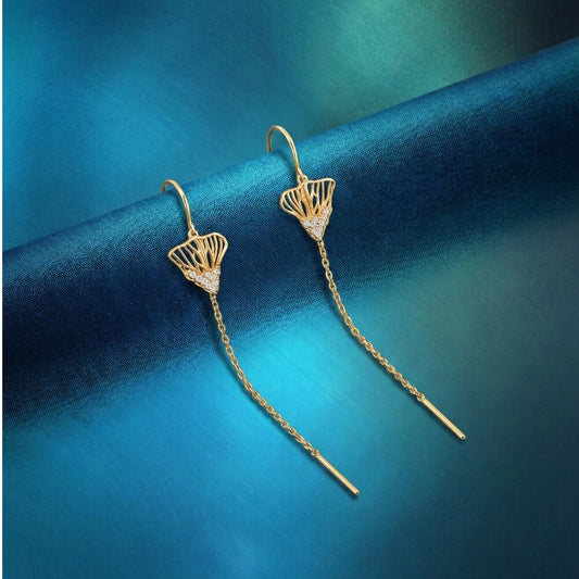 Sunbeam Cascade Diamond Drop Earrings in 18K Yellow Gold, 0.07 ct