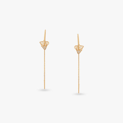 Sunbeam Cascade Diamond Drop Earrings in 18K Yellow Gold, 0.07 ct