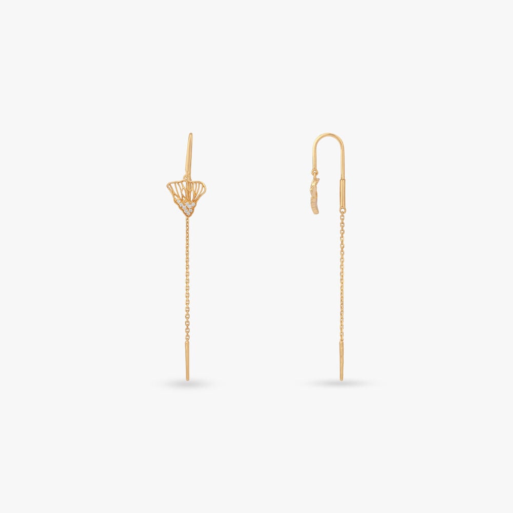 Sunbeam Cascade Diamond Drop Earrings in 18K Yellow Gold, 0.07 ct