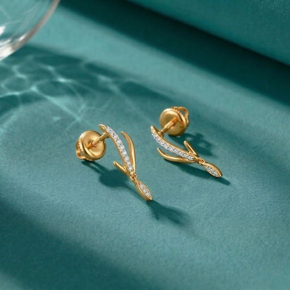 Serene Arc Diamond Drop Earrings in 18K Yellow Gold, 0.115 ct