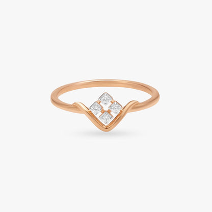 Chevron Crest Diamond Ring in 18K Yellow Gold, 0.036 ct