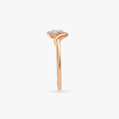 Chevron Crest Diamond Ring in 18K Yellow Gold, 0.036 ct