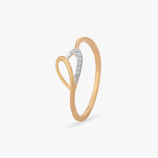 Fluid Curve Diamond Ring in 18K Yellow Gold, 0.027 ct