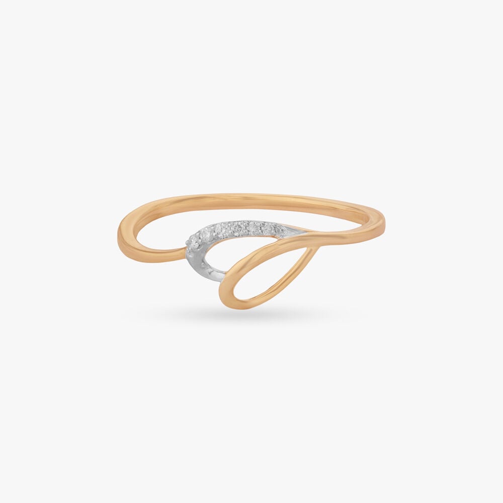 Fluid Curve Diamond Ring in 18K Yellow Gold, 0.027 ct