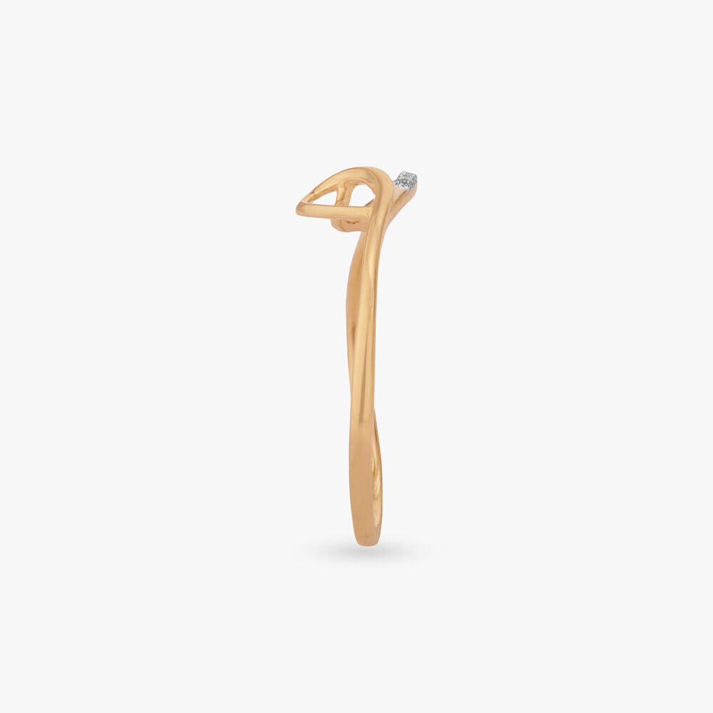 Fluid Curve Diamond Ring in 18K Yellow Gold, 0.027 ct