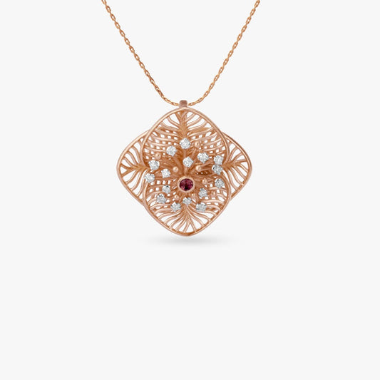 Sunlit Bloom Diamond Pendant in 18K Rose Gold, 0.105 ct