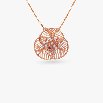 Whirl Bloom Diamond Pendant in 18K Rose Gold, 0.08 ct