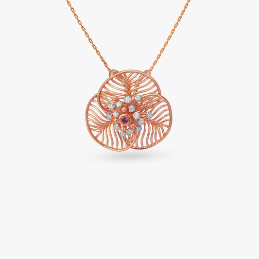 Whirl Bloom Diamond Pendant in 18K Rose Gold, 0.08 ct