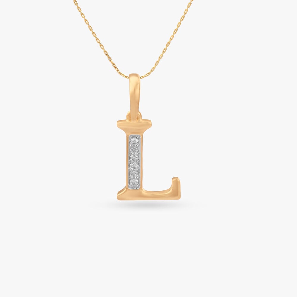 Signature L Diamond Pendant in 18K Yellow Gold, 0.032 ct