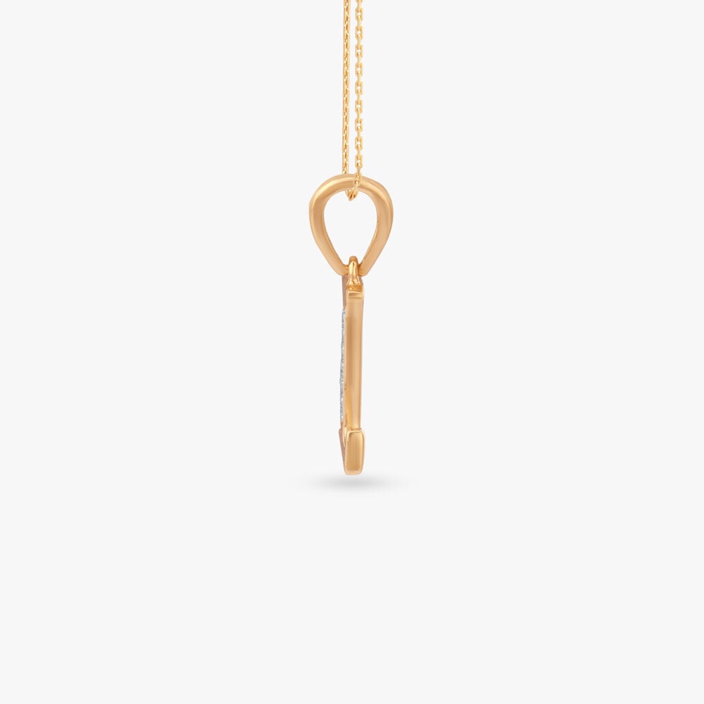 Signature L Diamond Pendant in 18K Yellow Gold, 0.032 ct