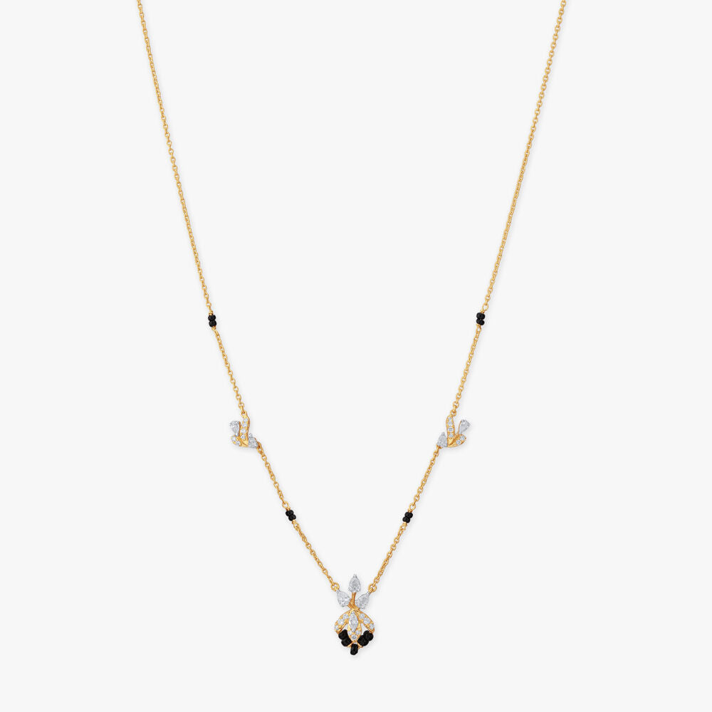 Delicate Bloom Diamond Mangalsutra in 18K Yellow Gold, 0.445 ct
