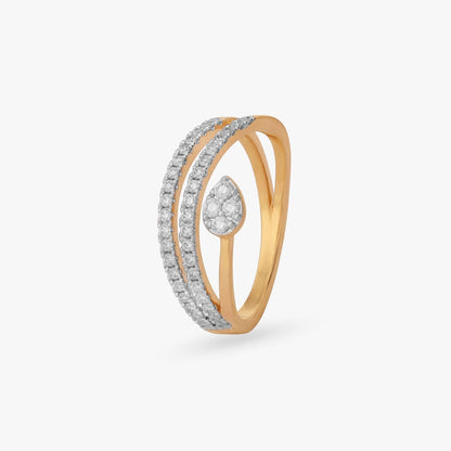 Layered Flow Diamond Ring in 18K Yellow Gold, 0.302 ct