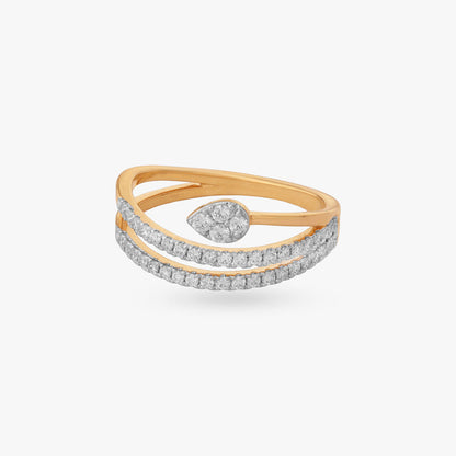 Layered Flow Diamond Ring in 18K Yellow Gold, 0.302 ct