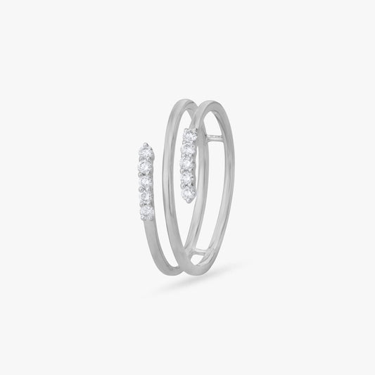 Fluid Orbit Diamond Ring in 18K White Gold, 0.128 ct