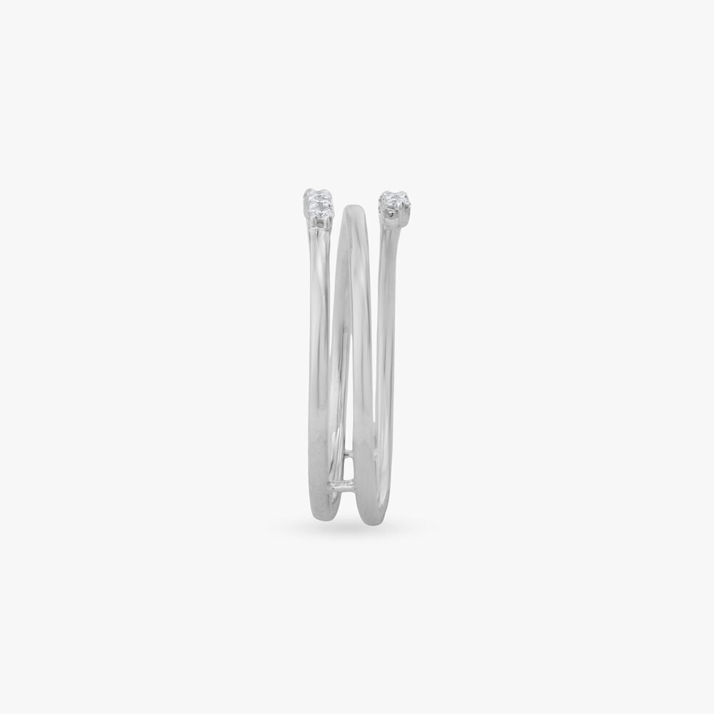 Fluid Orbit Diamond Ring in 18K White Gold, 0.128 ct