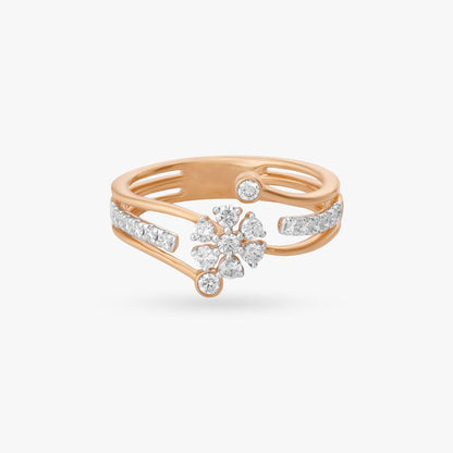 Floral Embrace Diamond Ring in 18K Rose Gold, 0.313 ct